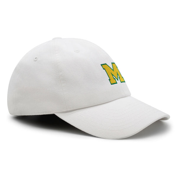 Initial M College Letter Premium Dad Hat Embroidered Cotton Baseball Cap Yellow Alphabet