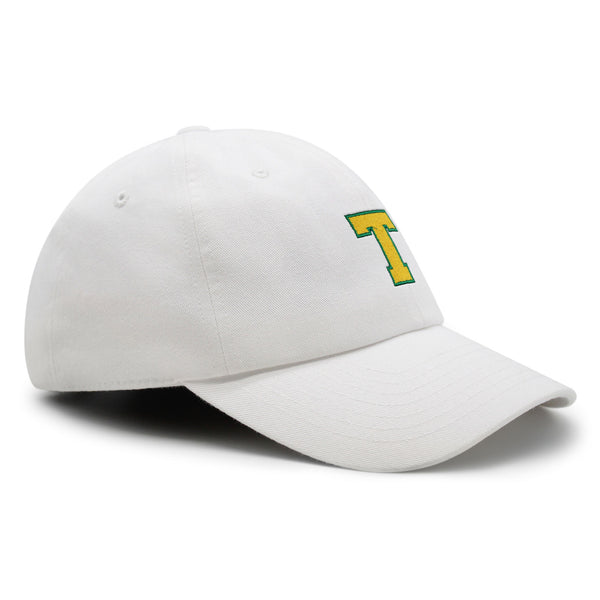 Initial T College Letter Premium Dad Hat Embroidered Cotton Baseball Cap Yellow Alphabet