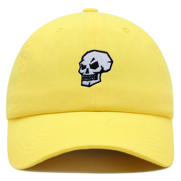 Skull Side View Premium Dad Hat Embroidered Baseball Cap Grunge