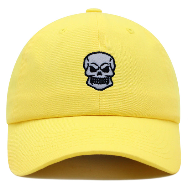 Skull Front View Premium Dad Hat Embroidered Baseball Cap Grunge