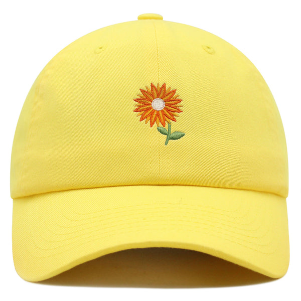 Orange Flower Premium Dad Hat Embroidered Baseball Cap Floral