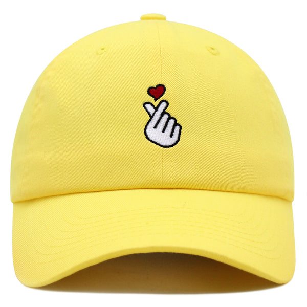 Korean Heart Finger Premium Dad Hat Embroidered Baseball Cap Korea Sign