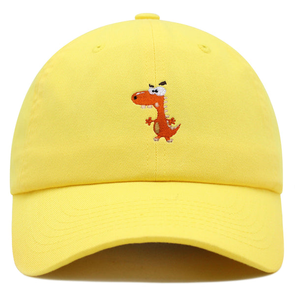 Funny Orange Dinosaur Premium Dad Hat Embroidered Baseball Cap  Funny Dino