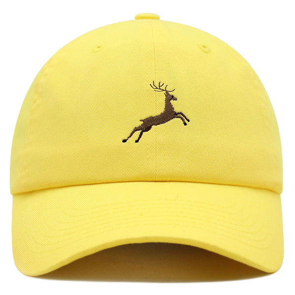 Deer Premium Dad Hat Embroidered Baseball Cap Hunting Jumping