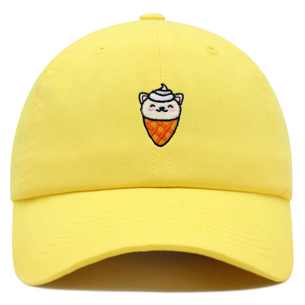 Ice Cream Cat Premium Dad Hat Embroidered Baseball Cap Ice Cream Foodie