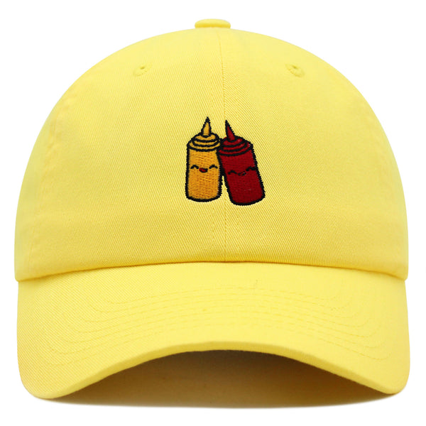 Ketchup and Mustard Premium Dad Hat Embroidered Baseball Cap Foodie Sauces Ketchut Mustard