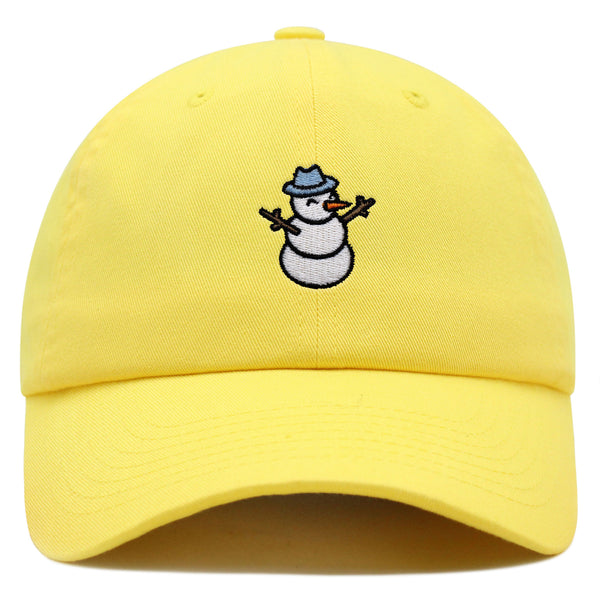 Snowman Premium Dad Hat Embroidered Baseball Cap Winter Snow