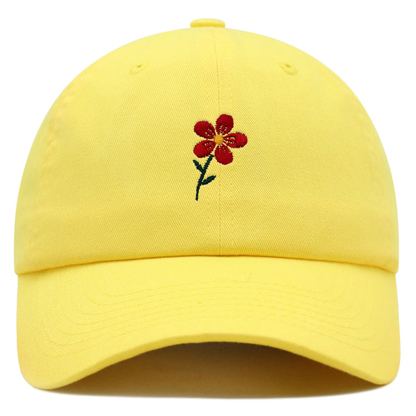 Red Flower Premium Dad Hat Embroidered Baseball Cap Floral