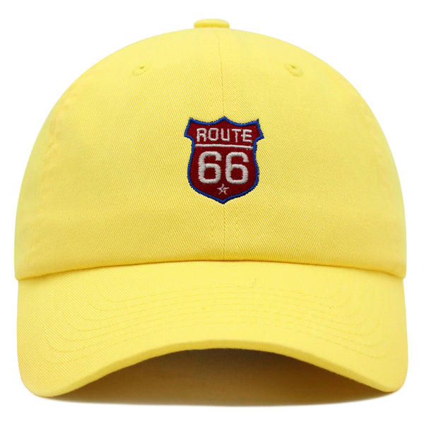 Route 66 Premium Dad Hat Embroidered Baseball Cap Roadtrip Highway 66