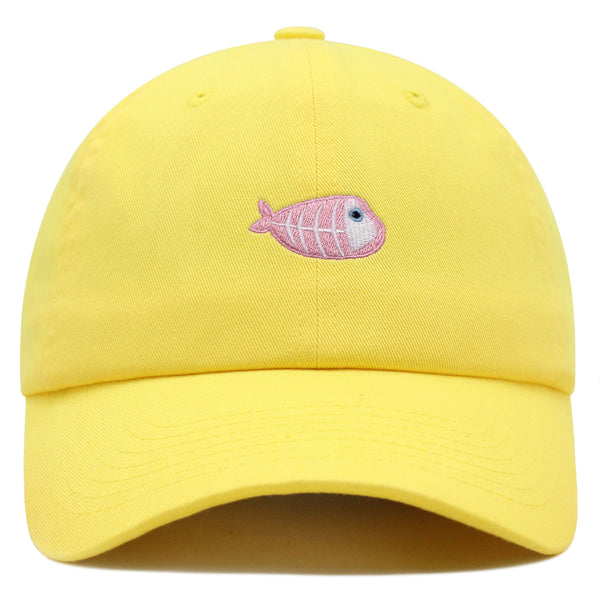 Fishbone Premium Dad Hat Embroidered Baseball Cap Pink Bone