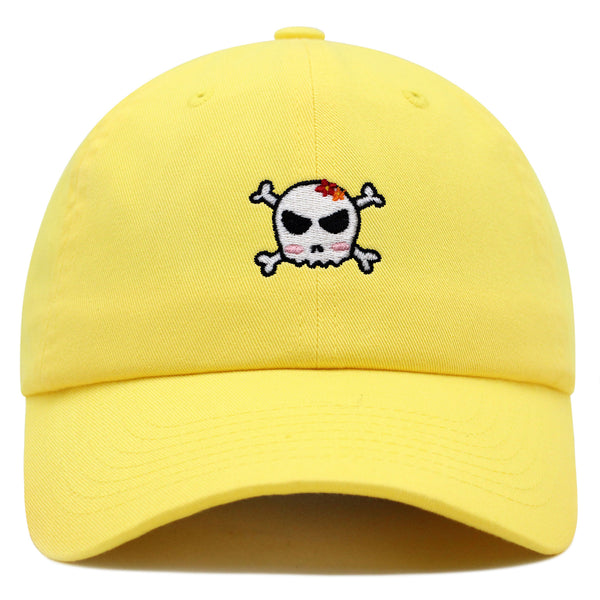 Skull Premium Dad Hat Embroidered Baseball Cap Ribbon Girly