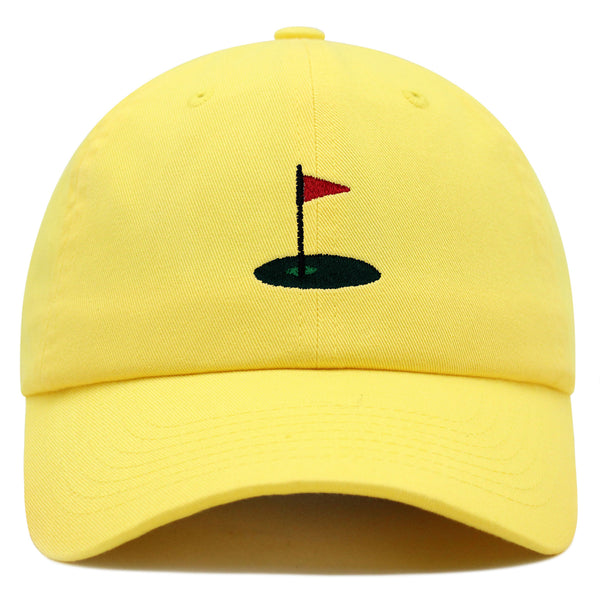 Golf Cup Premium Dad Hat Embroidered Baseball Cap Golf Ball Hole Flagstick Pin