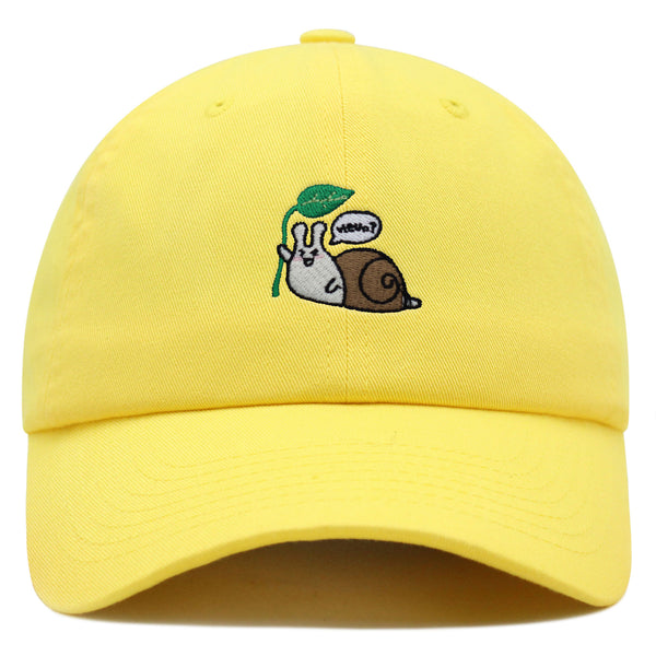 Hello Snail Premium Dad Hat Embroidered Baseball Cap Cute Character