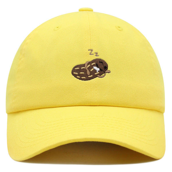 Sleeping Peanut Premium Dad Hat Embroidered Baseball Cap Foodie Funny