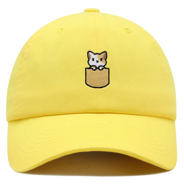 Pocket Cat Premium Dad Hat Embroidered Baseball Cap Shirt Pocket