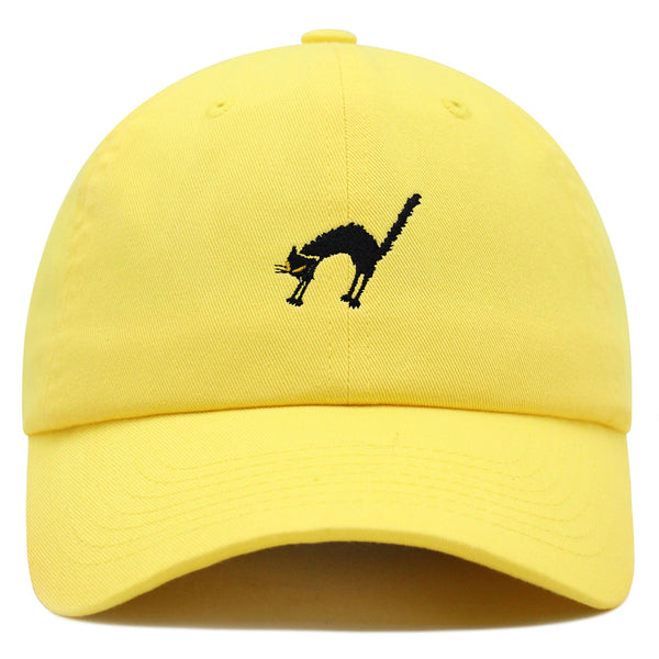 Scared Cat Premium Dad Hat Embroidered Baseball Cap Black Cat