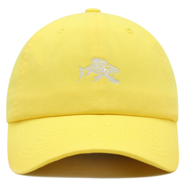 Fish Skeleton Premium Dad Hat Embroidered Baseball Cap Fish Bone