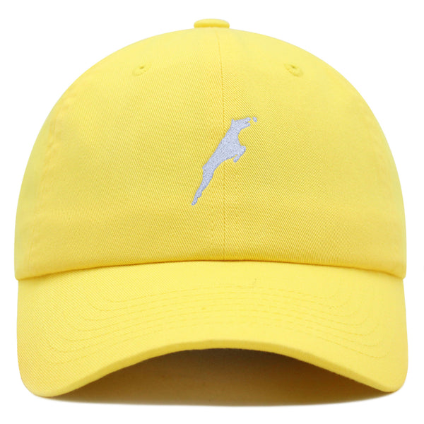 Jumping Dog Silhouette Premium Dad Hat Embroidered Cotton Baseball Cap Outline