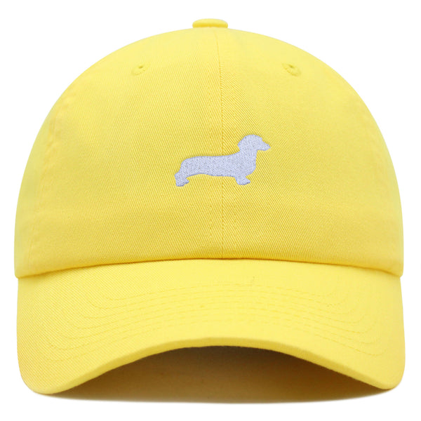 Dachshund Silhouette Premium Dad Hat Embroidered Cotton Baseball Cap Outline