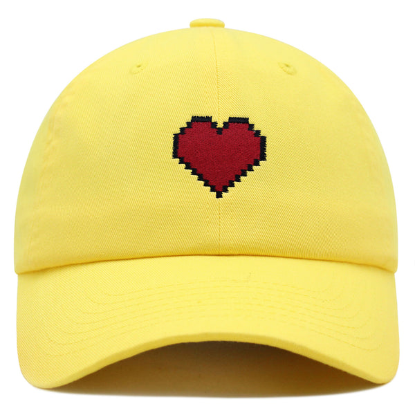 Pixel Heart Premium Dad Hat Embroidered Cotton Baseball Cap