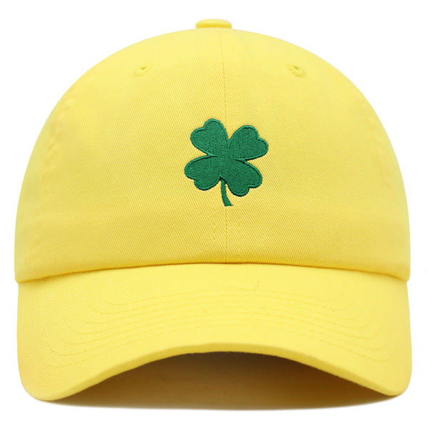 Green Clover Premium Dad Hat Embroidered Cotton Baseball Cap Four Leaf