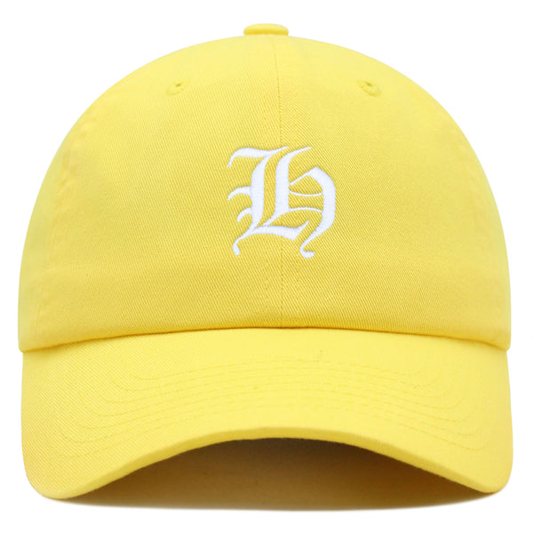Old English Letter H Premium Dad Hat Embroidered Cotton Baseball Cap English Alphabet