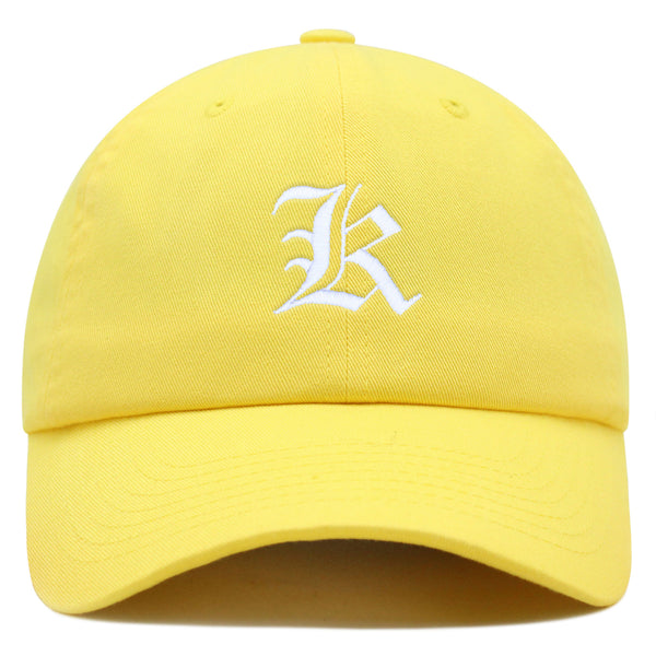 Old English Letter K Premium Dad Hat Embroidered Cotton Baseball Cap English Alphabet