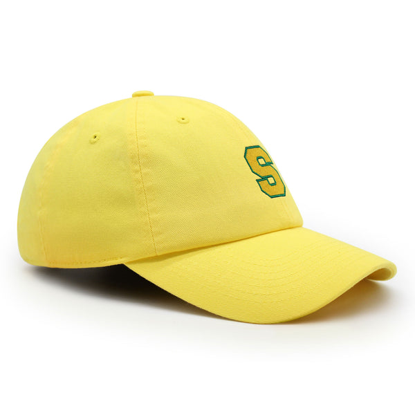 Initial S College Letter Premium Dad Hat Embroidered Cotton Baseball Cap Yellow Alphabet